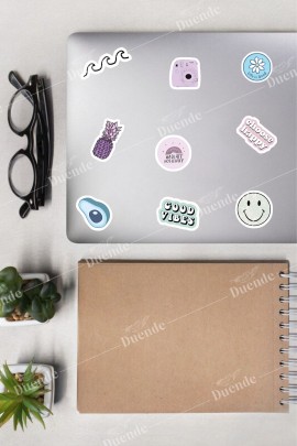 Lila Good Vibes Dekoratif Telefon Laptop Stickerı